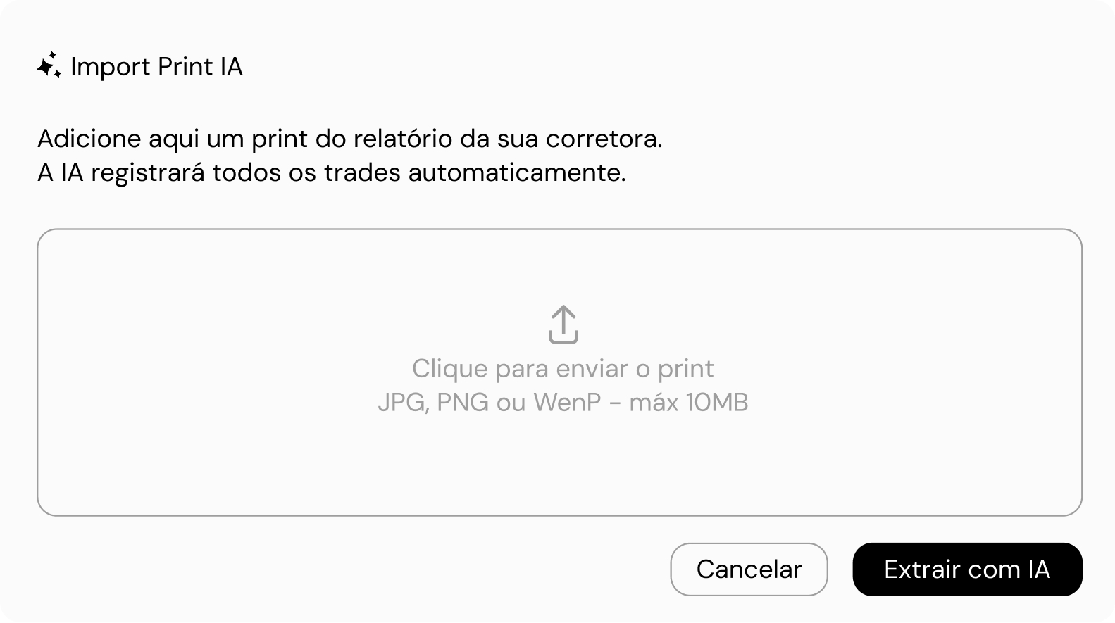Importar trades com IA